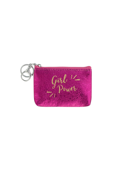 Portemonnee tasje 'Girl Power' - Fuschsia/Goud