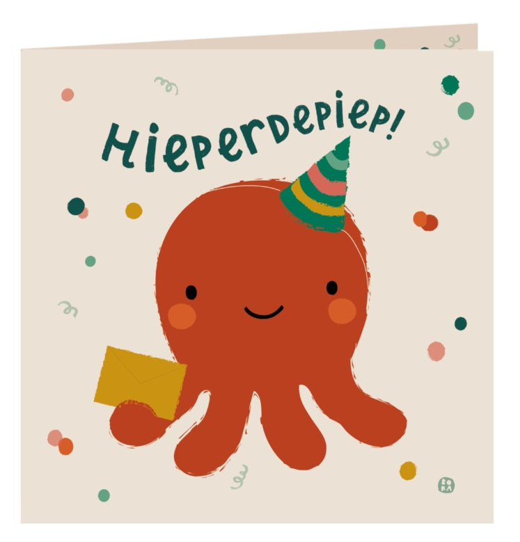 Wenskaart - Hieperdepiep Hoera Olifant of Octopus