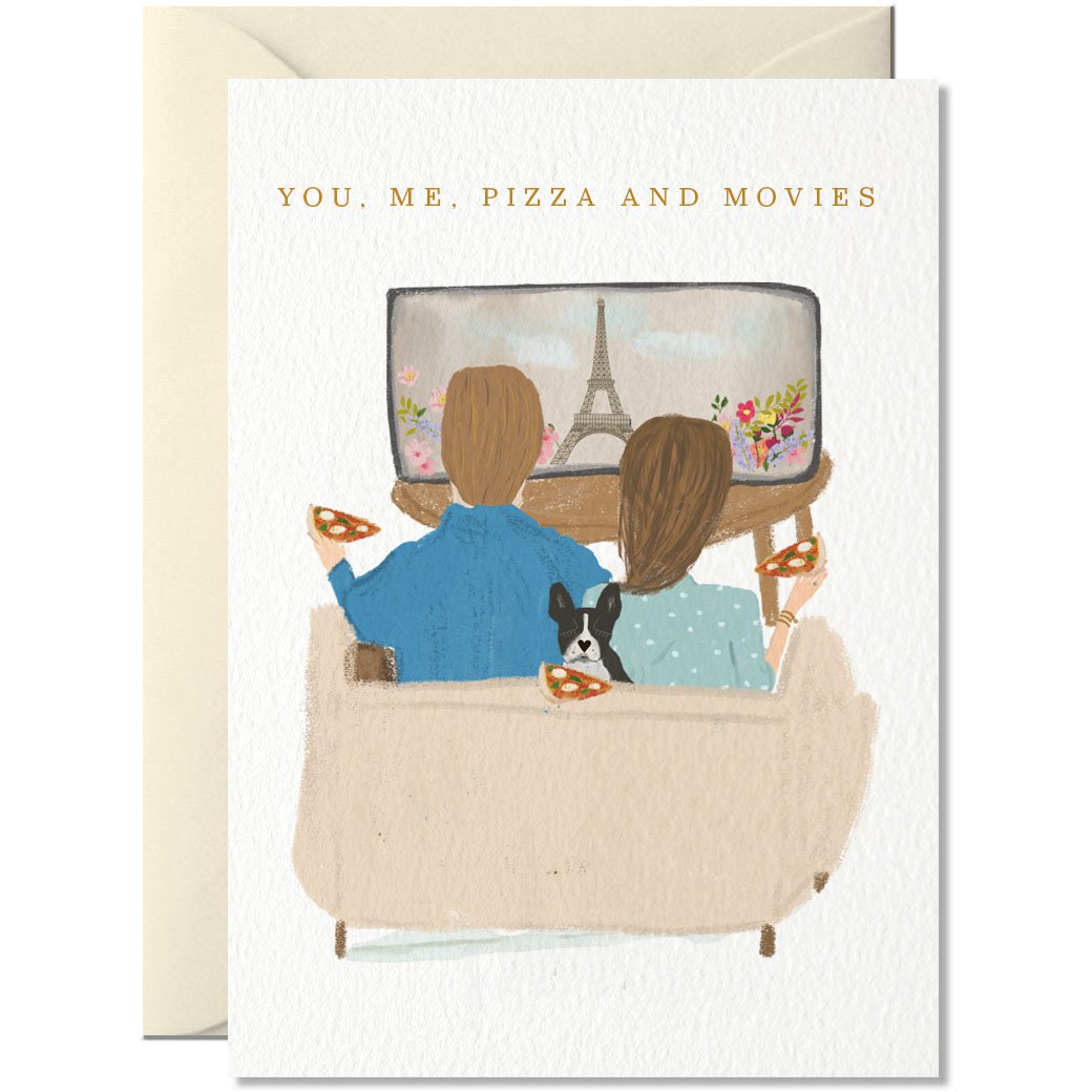 Wenskaart - You, me, pizza and movies